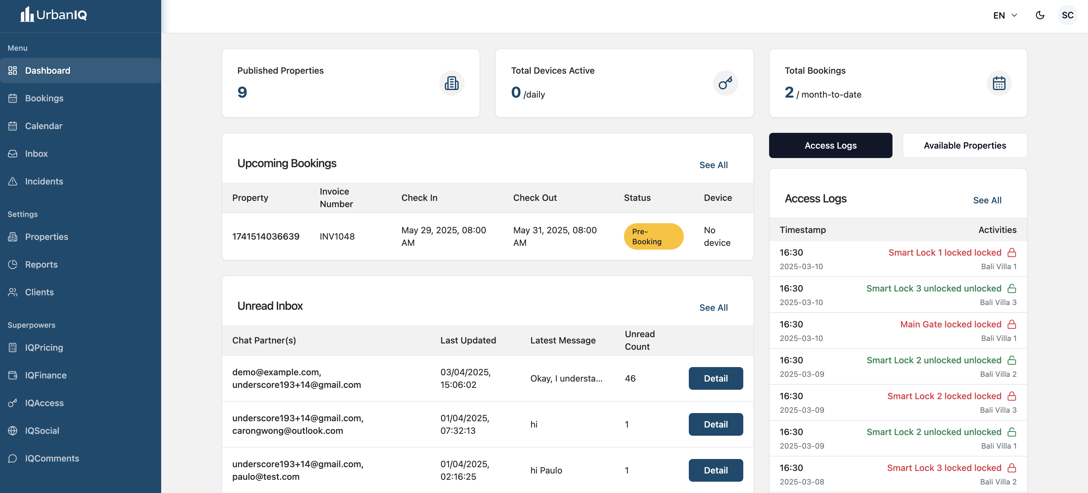 UrbanIQ Dashboard